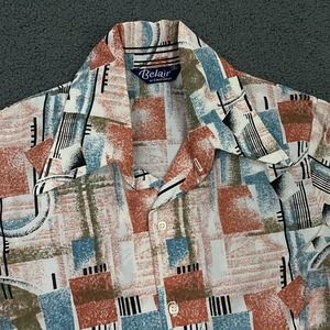 VTG 70s Bel Air California Shirt Mens Small Dagger Collar Retro Disco Geometric